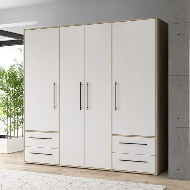 4 door wardrobe with shelves