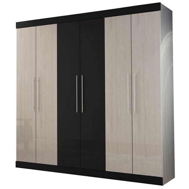 6 door wardrobe with black combination